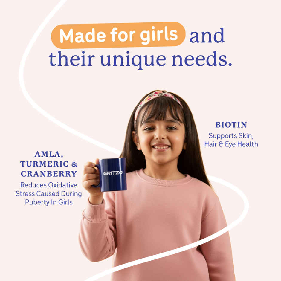 Gritzo Supermilk Growth+ (Formerly Height+) (7-9 Yrs Girls) | Double Chocolate, 12 Scoops