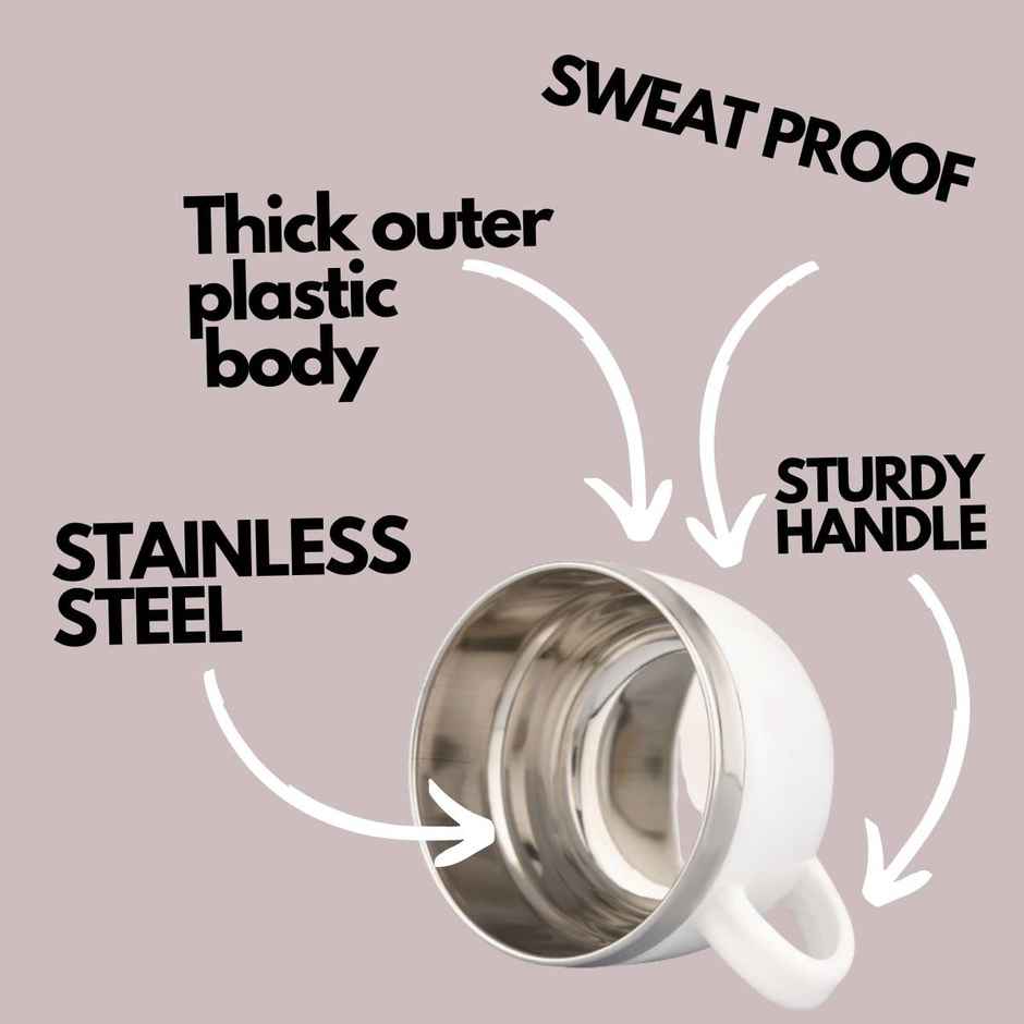 Sugar Homeware Clara Stainless Steel Fancy Tea Cup Double Wall - Black