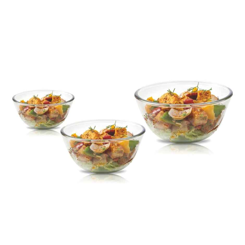 SignoraWare Mixing Bowl Borosilicate Glass, Set/3, 500Ml+1000Ml+1500Ml, 1208Clear