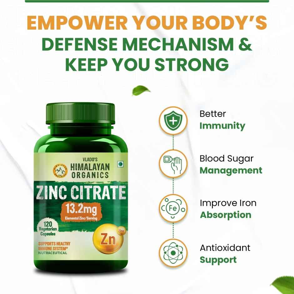 Himalayan Organics Zinc Citrate 120 VEG Capsules
