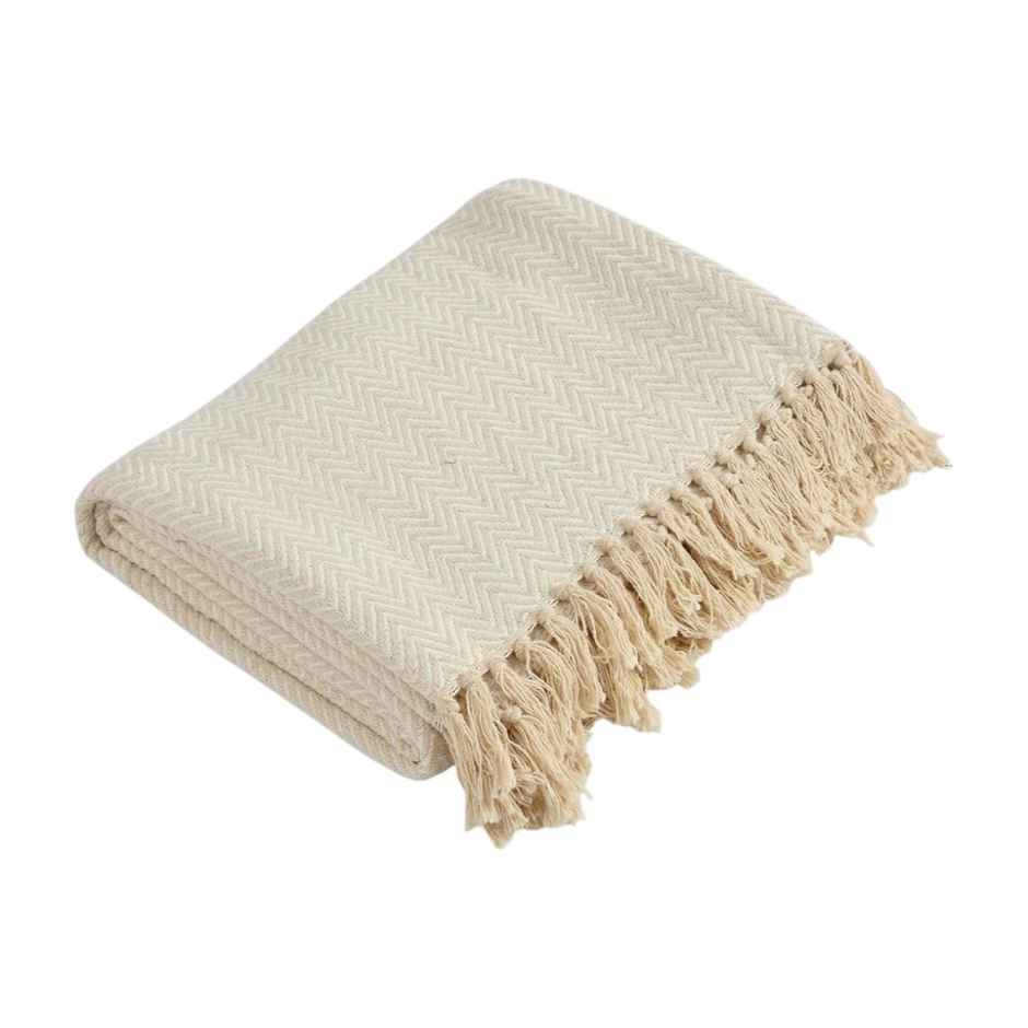 Sashaa World Chevron Sofa Throw With Tassels