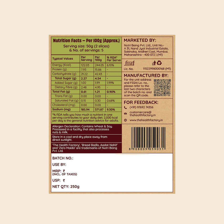 The Health Factory Vegan Protein Bread | 38g High Protein