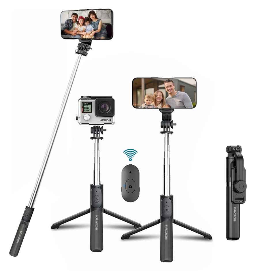 Kratos 100 cms Extendable Selfie Stick with Tripod Stand for mobile / action camera
