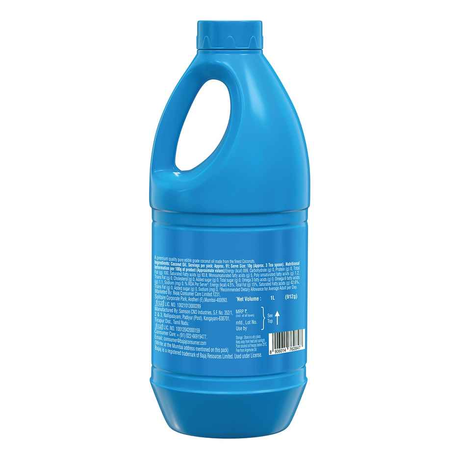 Bajaj 100% Pure Coconut Oil | Made with Premium Grade 1 Quality Coconuts