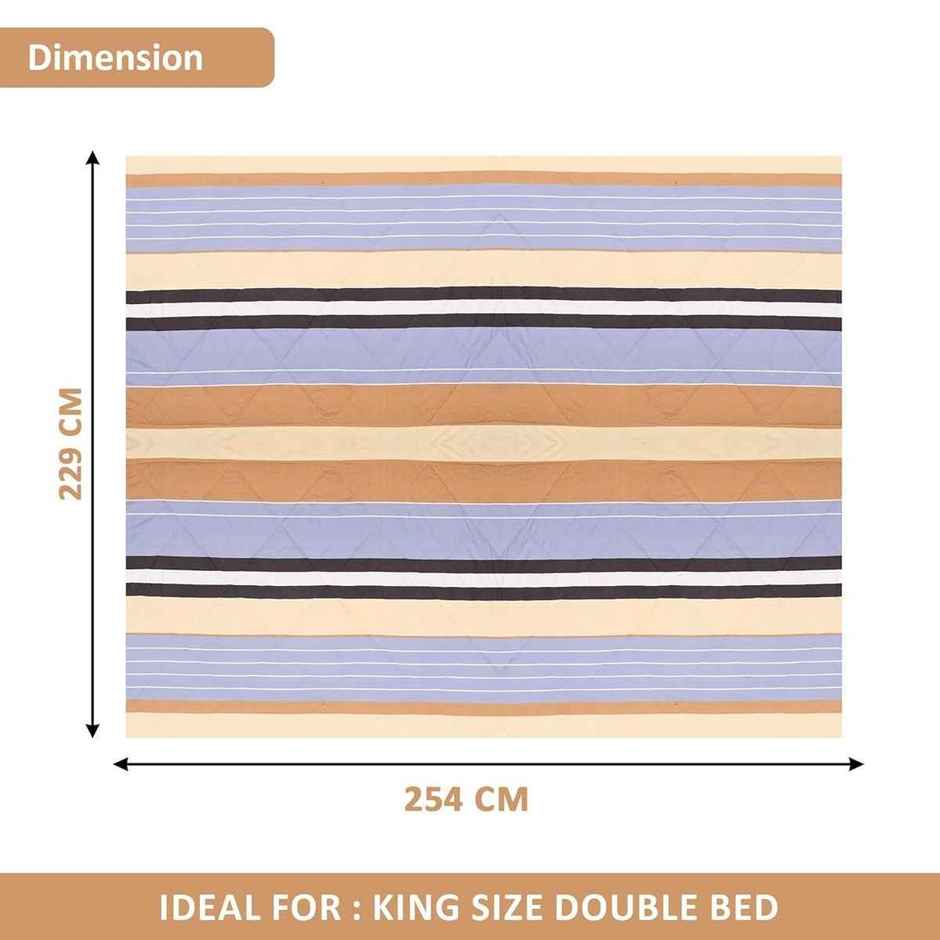 Kuber Industries 300 GSM Reversible Double Bed Comforter - Brown | Microfiber Quilt | Striped