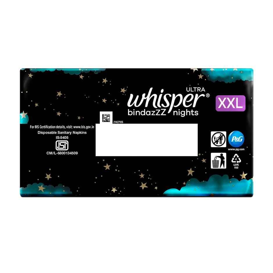 Whisper Bindazzz Nights Sanitary Pads | XXL | 30 pcs
