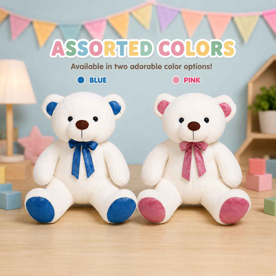 ToyTales Teddy Bear Soft Toy | Plushie Stuffed Animal Toys | Birthday Gift for Kids | White | 40cm