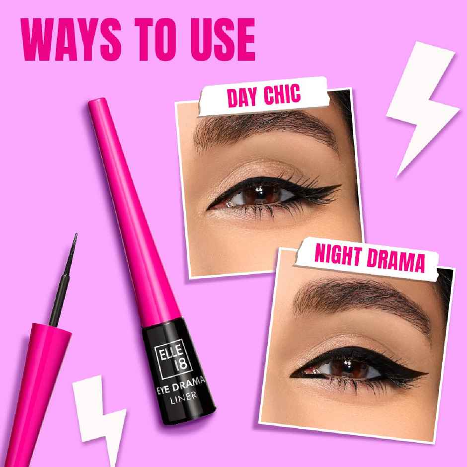 Elle 18 Eyedrama Liner, Long Lasting , Water and Smudge Proof, Black
