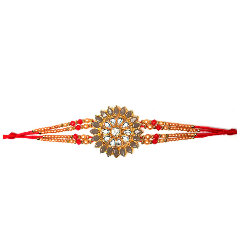 Aurum Baahubali Floral Kundan Rakhi - Majestic Design