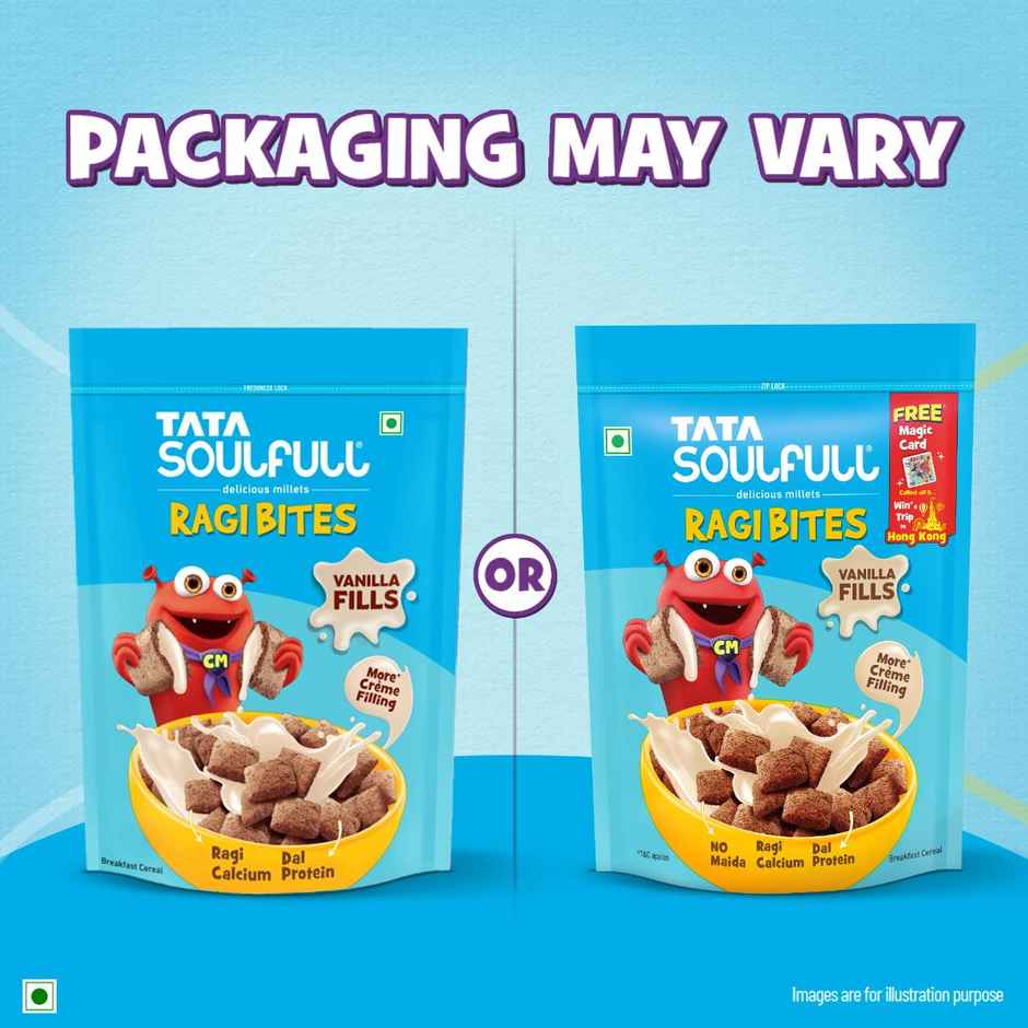 Tata Soulfull Ragi Bites Vanilla Fills, No Maida, More Cream Filling, Kids Cereal