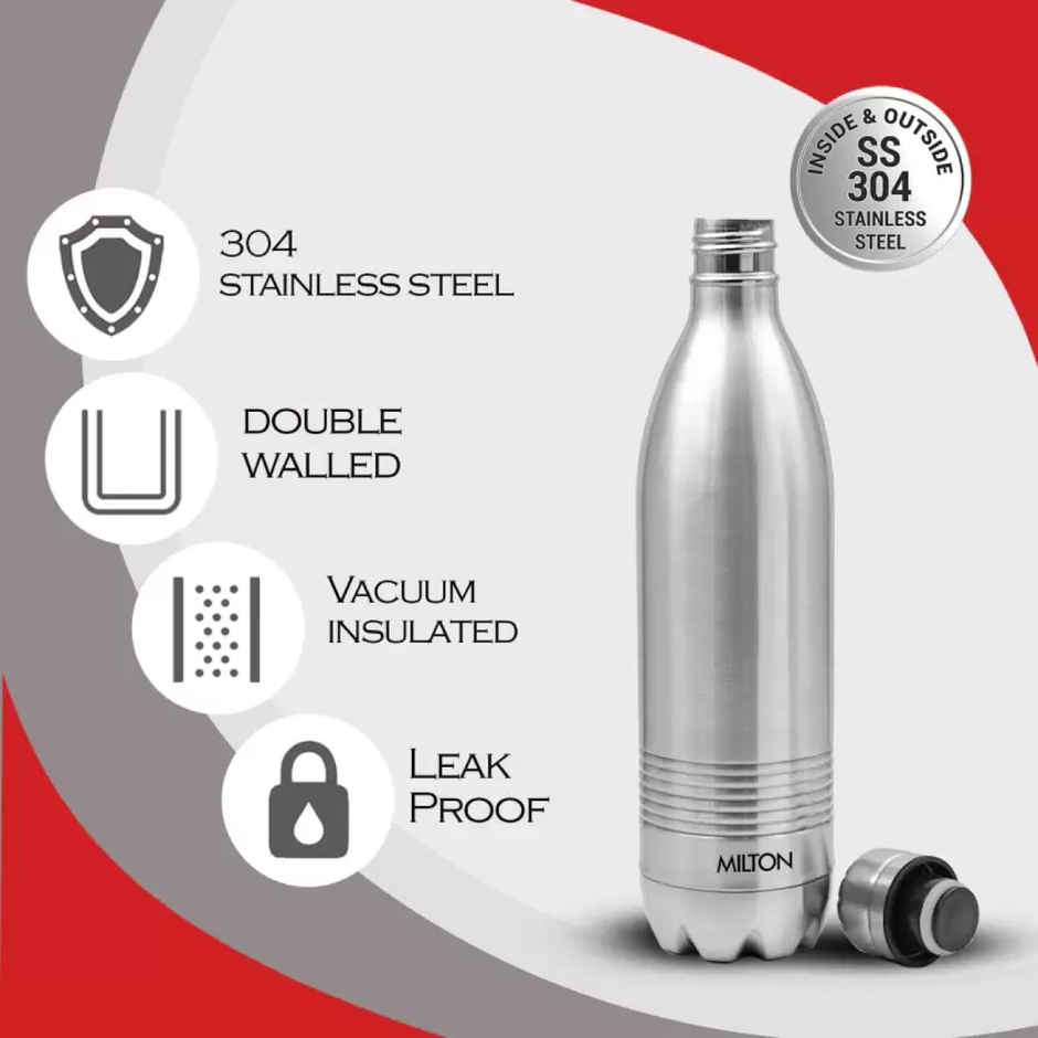 Milton Duo Dlx Thermosteel Bottle | 1 L | Silver