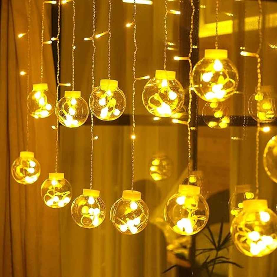 DesiDiya Wishing Ball Curtain String Lights - Perfect for Christmas, Diwali, Home Decor