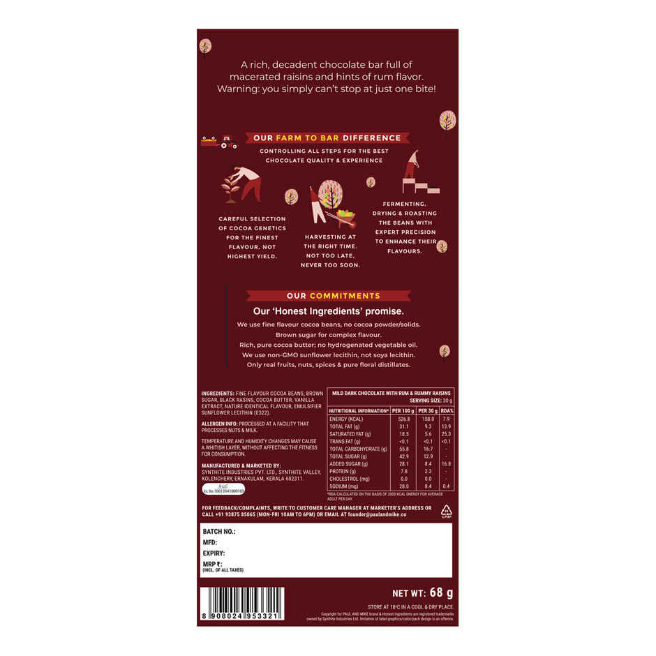 Paul & Mike 64% Dark with Rum & Rummy Raisins