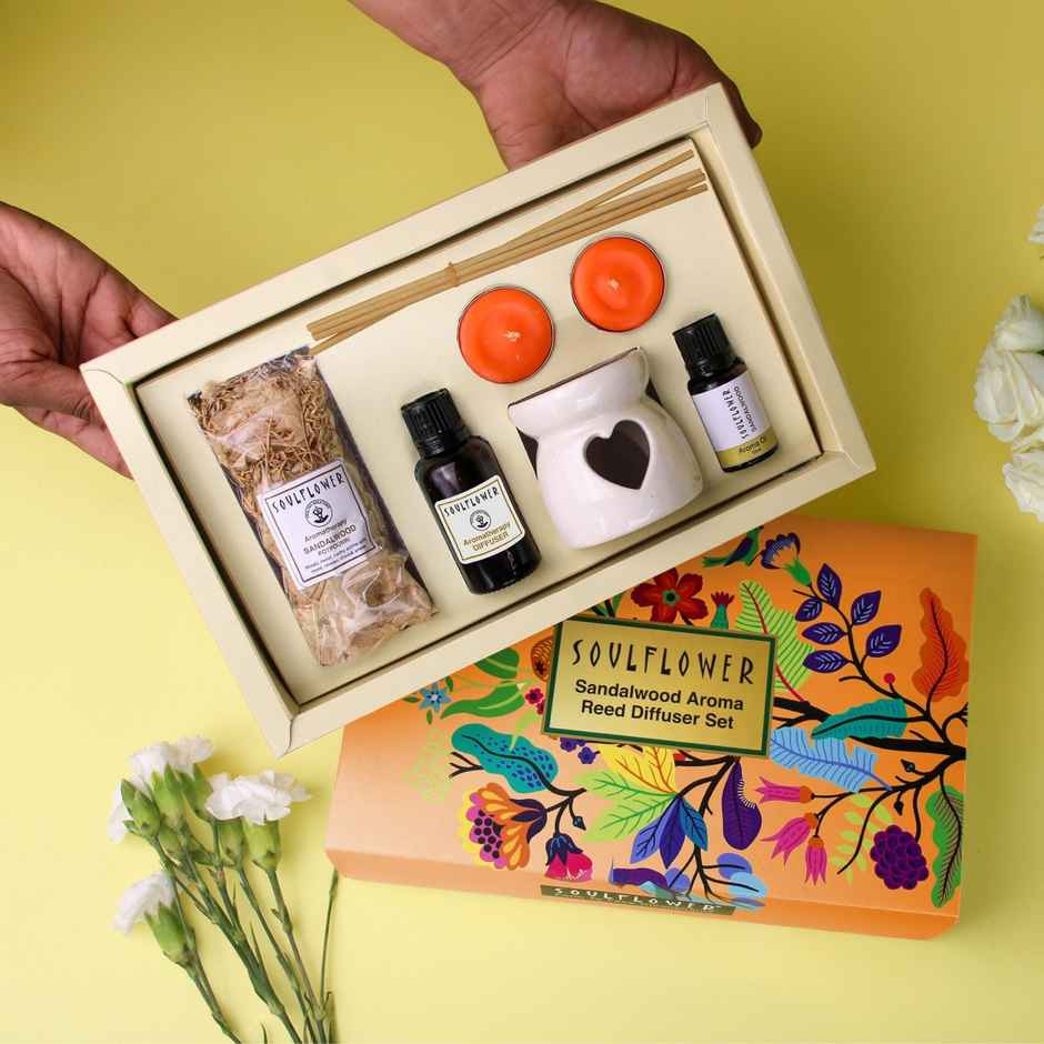 Soulflower Sandalwood Calm Diffuser Gift Set | Aromatherapy