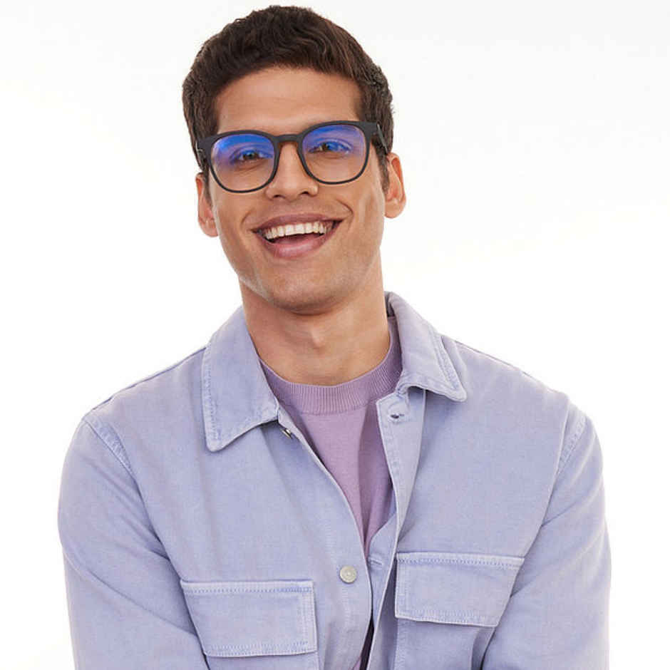 Lenskart Hustlr Unisex Solid Plastic Computer Glasses | Dark Night - M