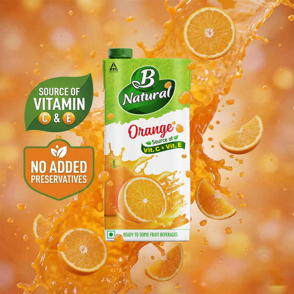B Natural Orange Juice, Enriched with Vitamin C & E