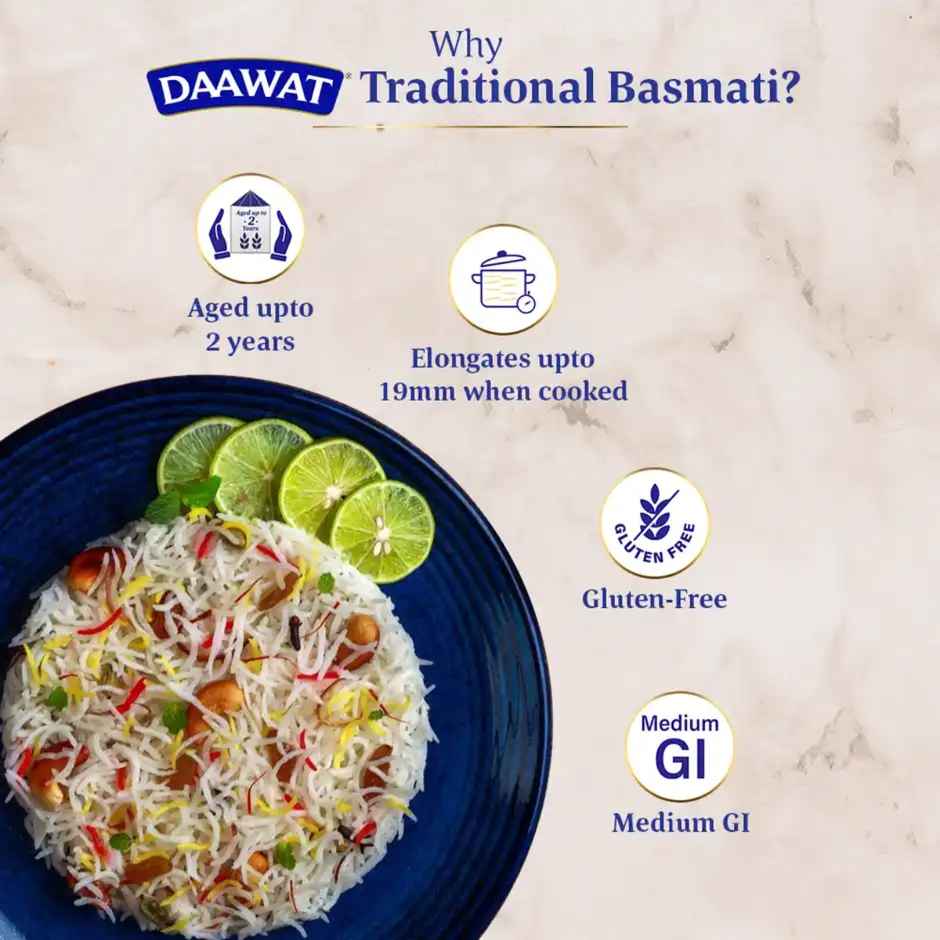 Daawat Traditional Pure Basmati Rice | Extra Long Grain