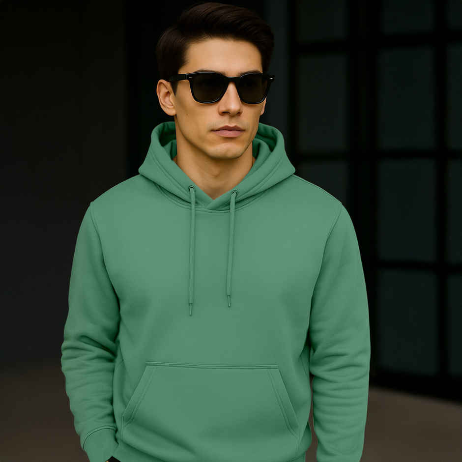 Ftx Men's Solid Regular Fit Full Sleeve Hoodie |Kangaroo Pocket Fleece Sweatshirt |Sea Green-M