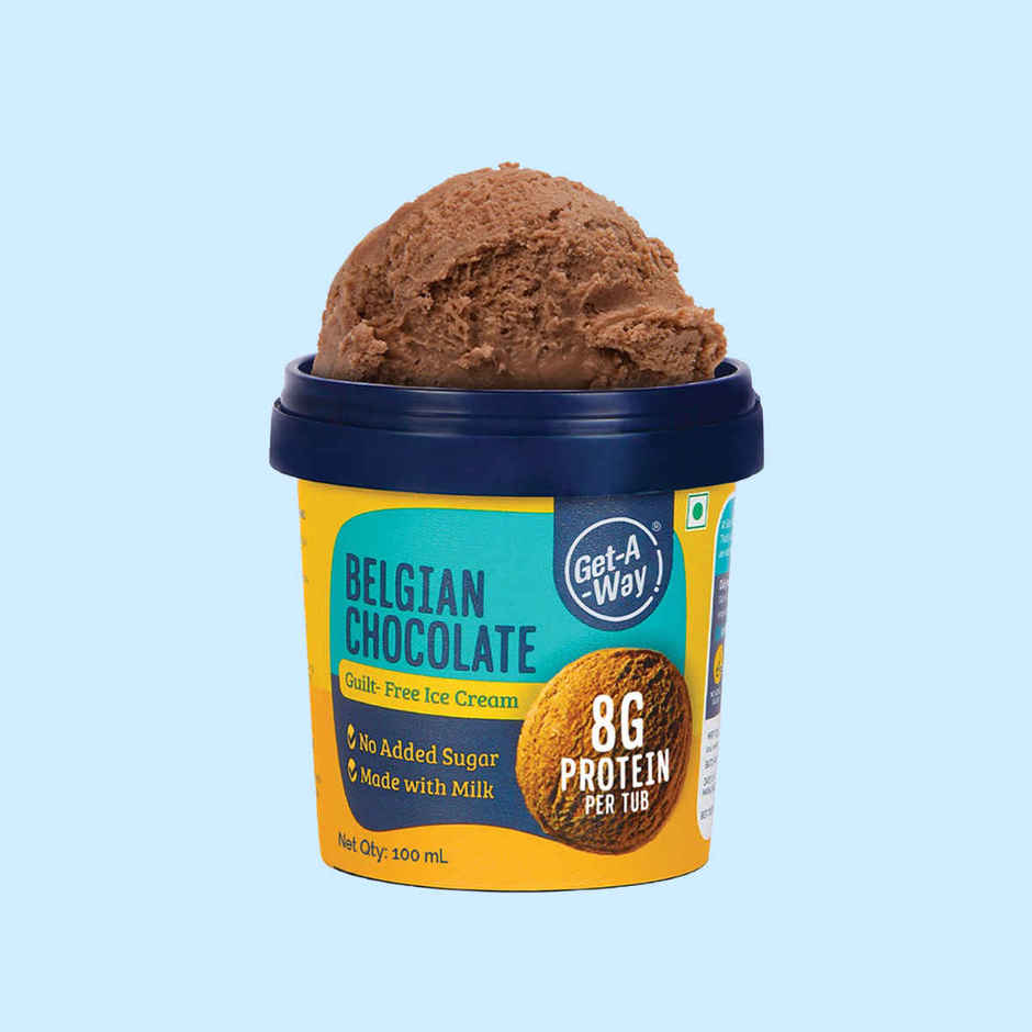 Get-A-Way Belgian Chocolate High Protein Ice Cream Cup | Zero Added Sugar