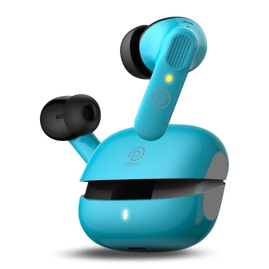 pTron Zenbuds 1 V2 32dB ANC TWS Earbuds | 4 Mic ENC Calls | 40H Playtime | 40ms Game/Music - Blue