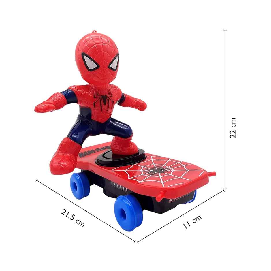 Kidology Kid's Superhero Electric Spiderman Stunt Skateboard | 360 Degree Rotate Tumbler with Music