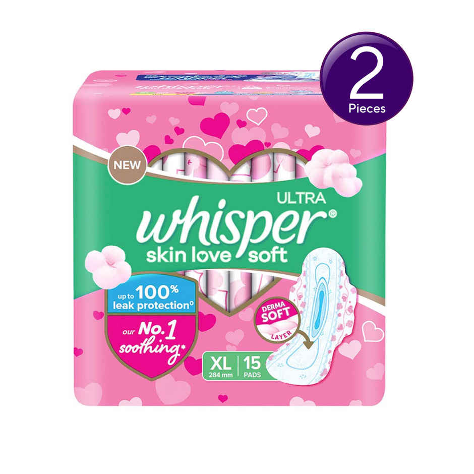 Whisper Ultra Soft Sanitary Pads | XL | 15 pcs Combo 