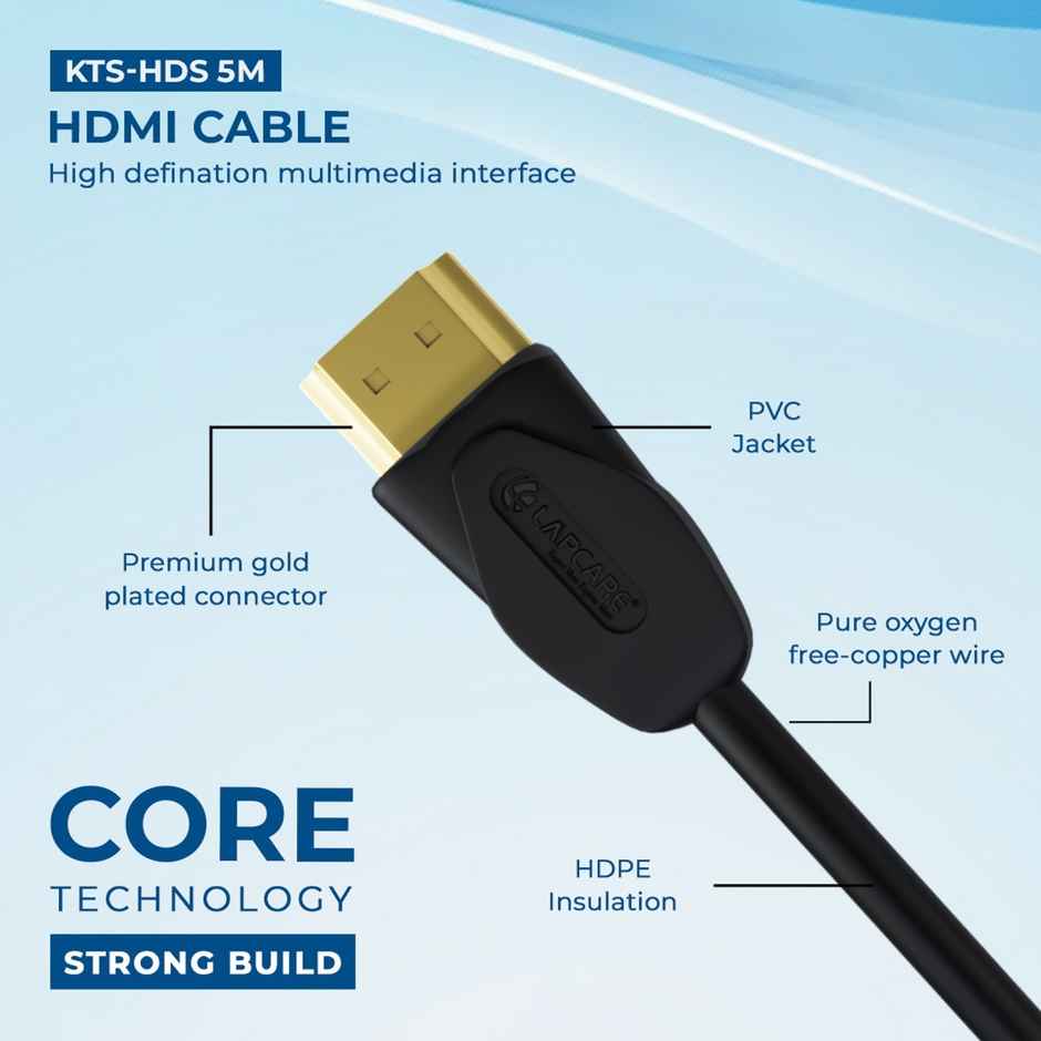 Lapcare 5M High Speed Hdmi Cable | Supports 3D-4K-Arc & Cec | For TV-Laptops-Projectors
