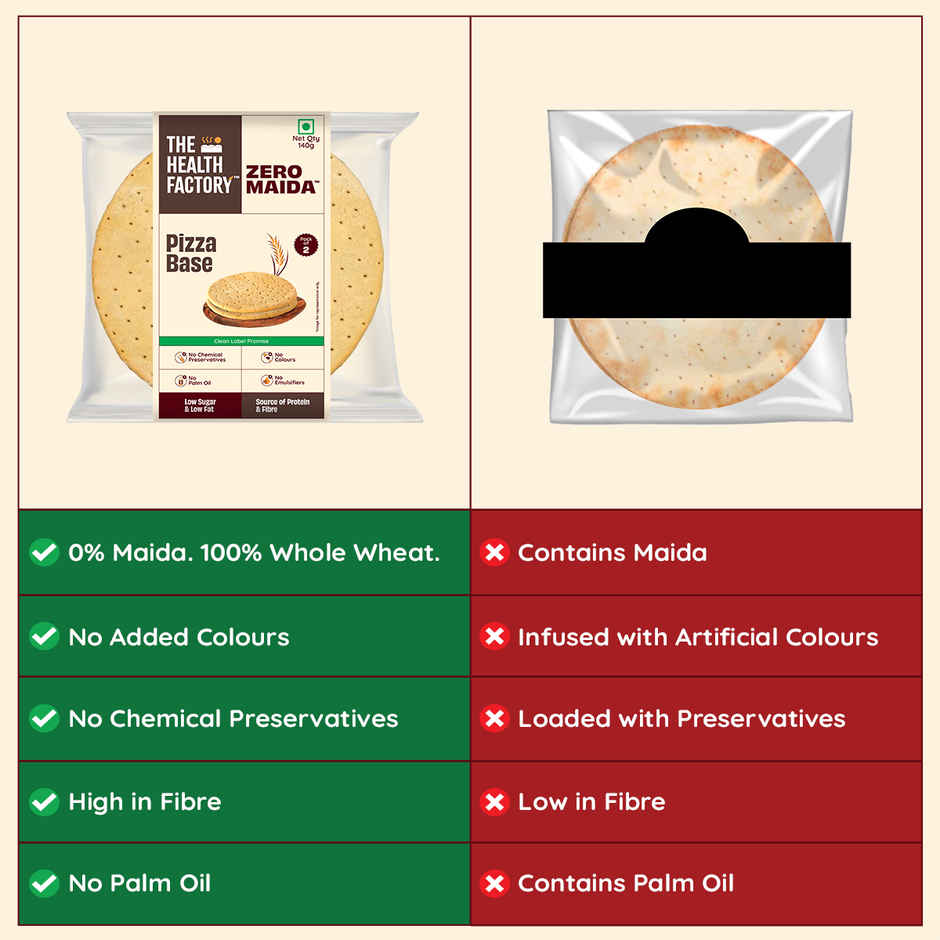 The Health Factory Zero Maida Pizza Base | Clean Label - Not Brown