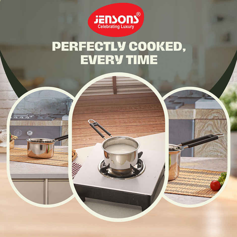 Jensons Stainless Steel Saucepan 14 cm | Milk & Tea Pan | Induction Friendly | Cap-750ml