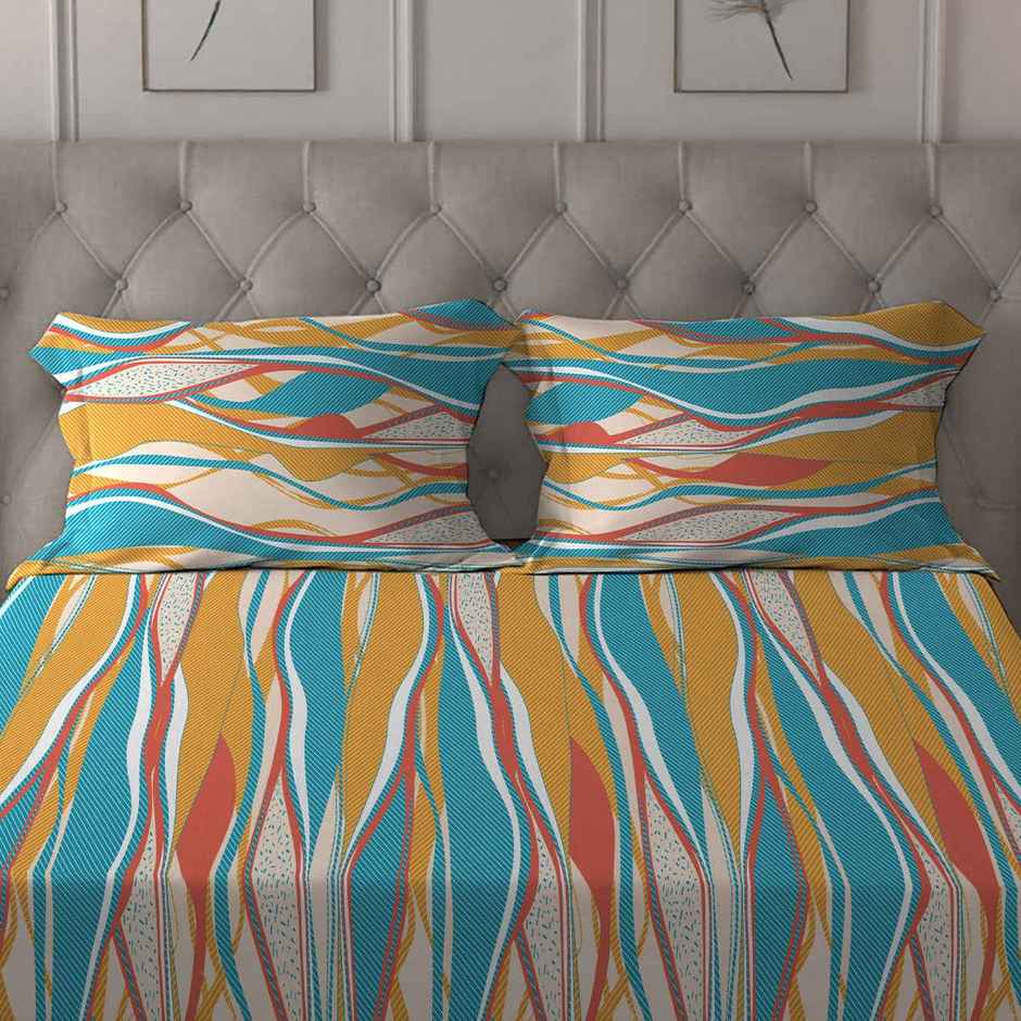 Home Elegance Zenith Microfiber Queen Size Bedsheet | Geometric | Multicolour | 100 in x 90 in