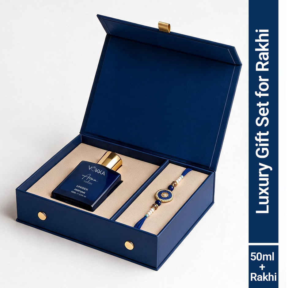 Vokka Raksha Bandhan Gift Set | Aqua Perfume & Premium Rakhi for Brother
