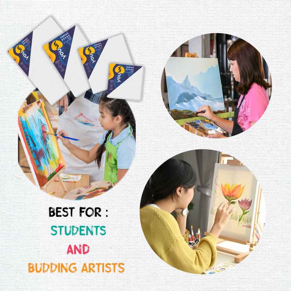 Navneet Youva Primed Canvas Board for Acrylic and Oil colour painting 6x6 inch