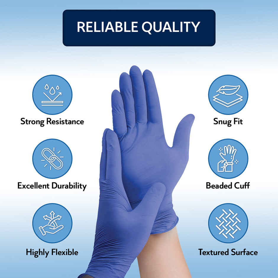 Quarant Nitrile Disposable Hand Gloves | Powder-Free, Medium