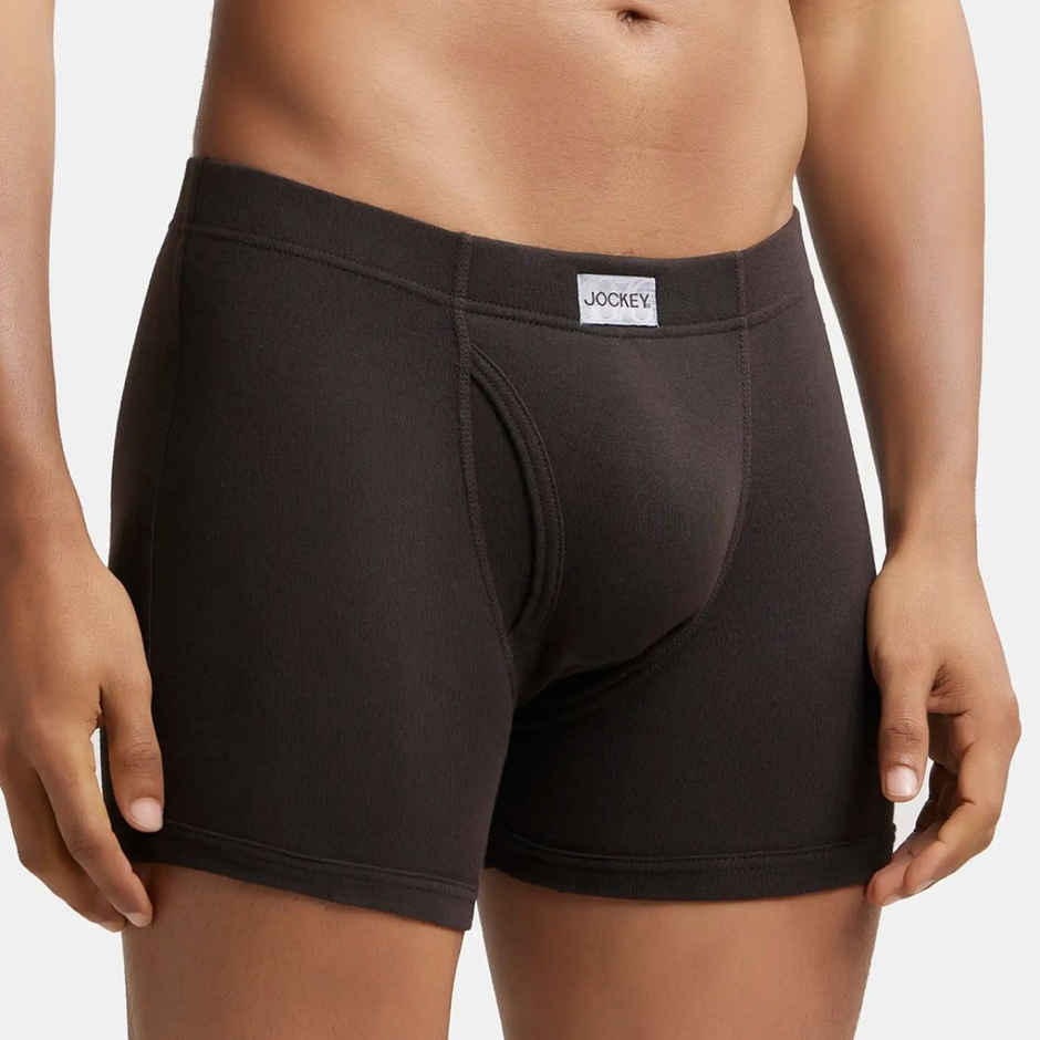 Jockey 8008 Men's Super Combed Cotton Rib Underwear Solid Boxer Brief|Concealed Waistband | Black-M