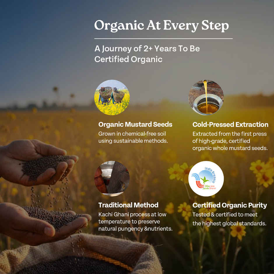 A TATA Product - Organic India Mustard Oil | Certified Organic | Lab Tested on 600+ Parameters
