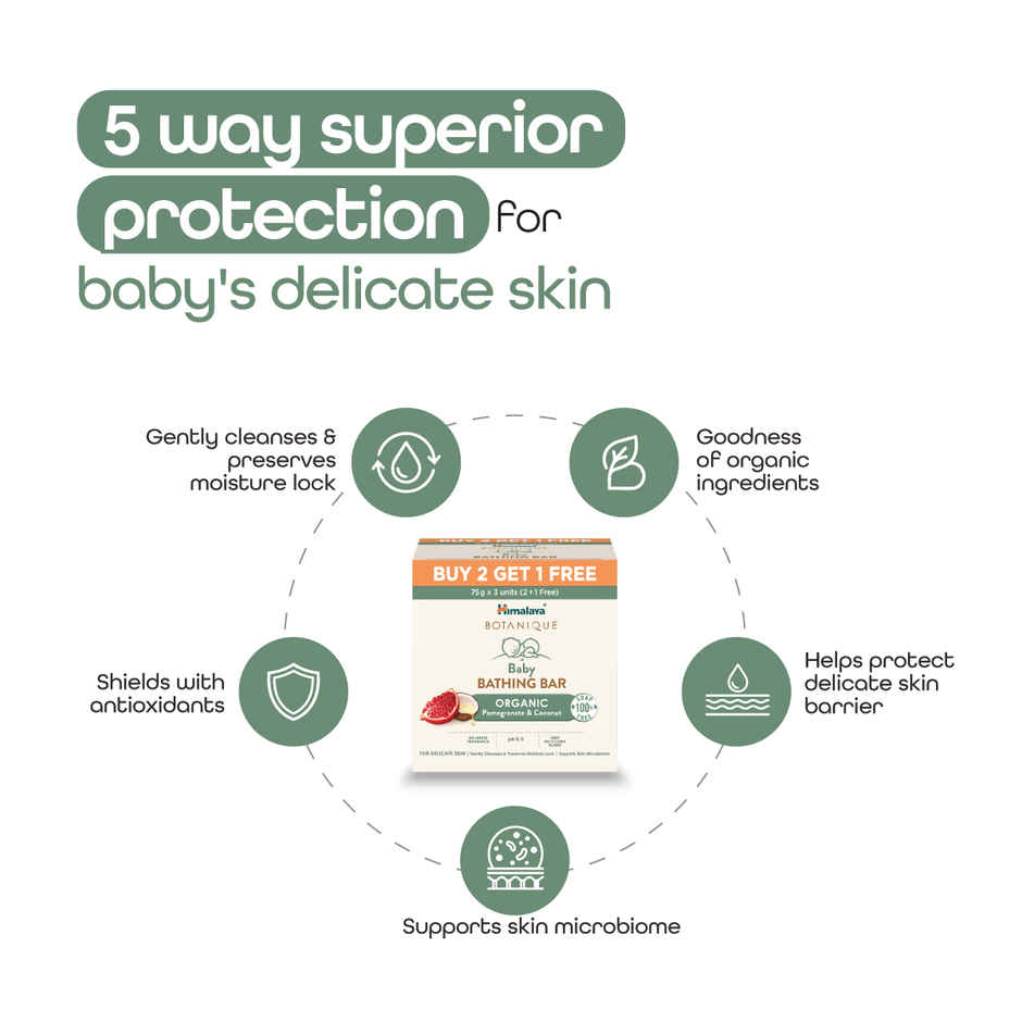 Himalaya Botanique Baby Bathing Bar | Organic | No Tears | Preserves Moisture | pH 5.5