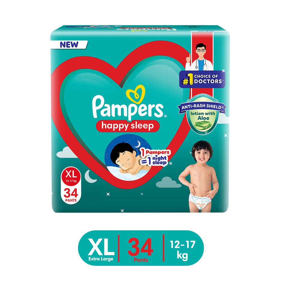 Pampers Happy Sleep Pant Style Baby Diapers | XL | 12-17 Kg Diapers Combo