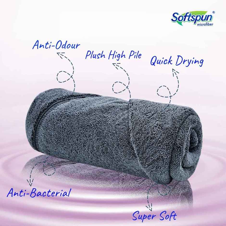 Softspun Microfiber Yoga, Gym & Sports Towel (Large, 380 GSM, 24 x 48 in, 1pc, Grey)