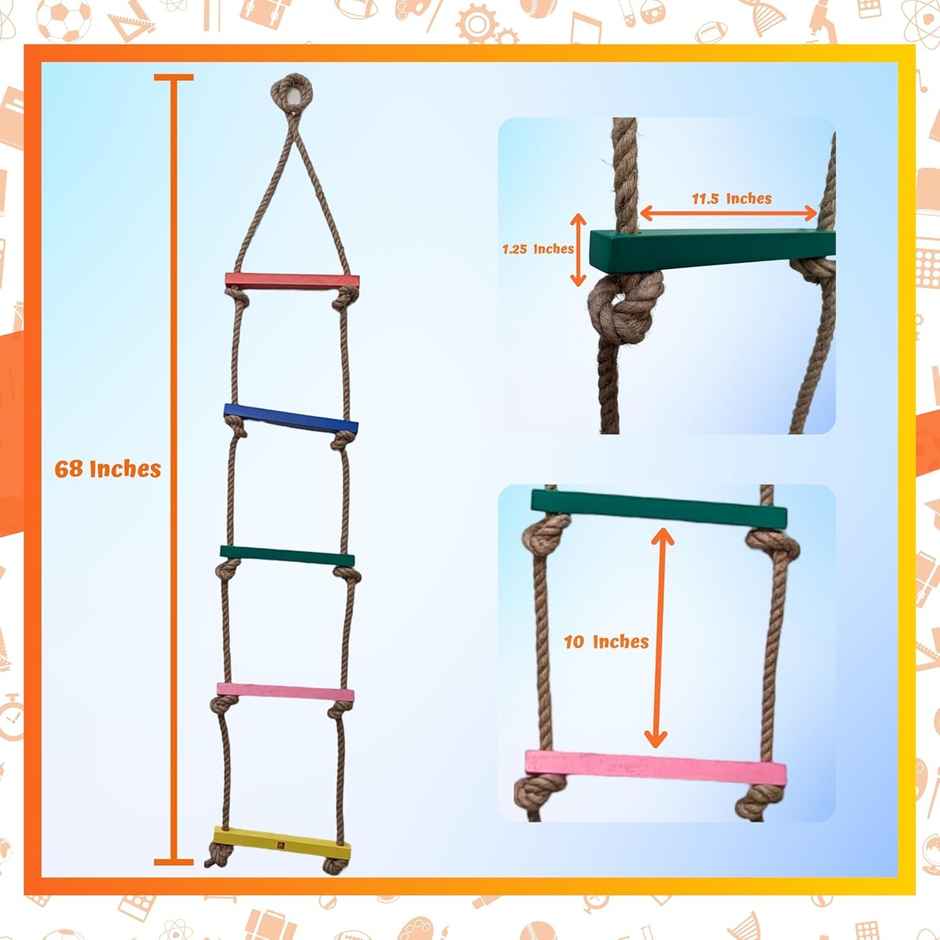 Skillofun 5-Step Rope Ladder for Kids | Wall Climbing Outdoor Toy | Play School Equipment