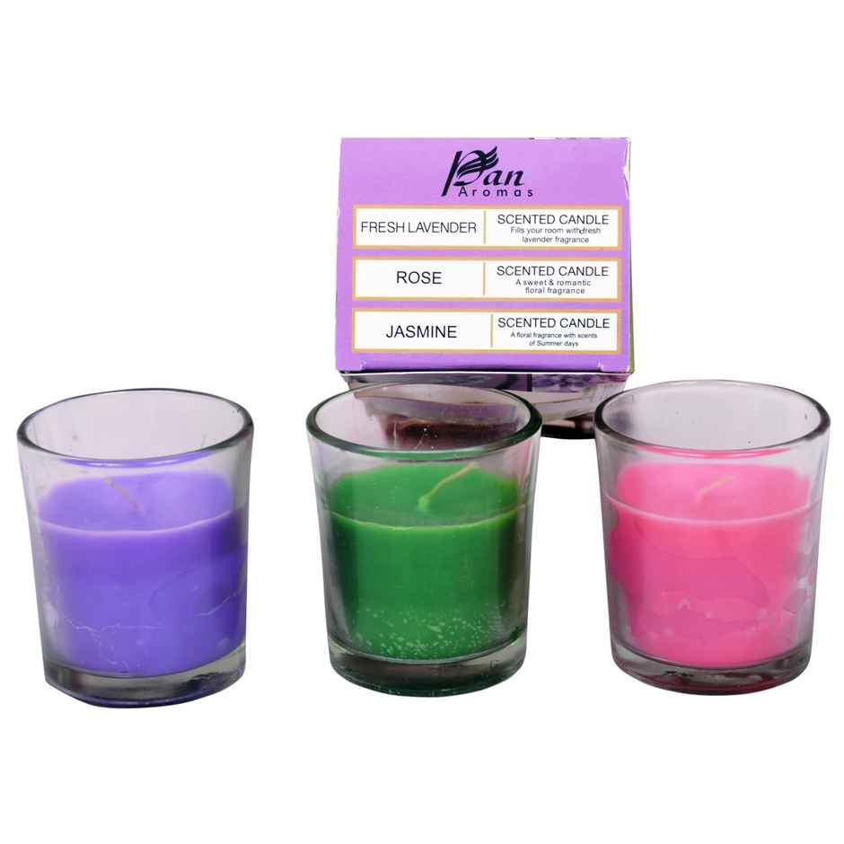 Pan Aromas 3-Pack Shot Glass Candle - Rose | Jasmine | Lavender Combo