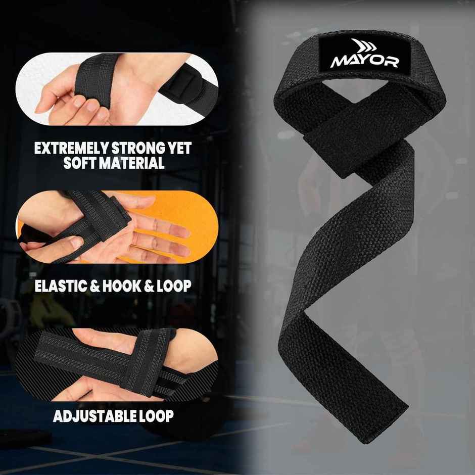 Mayor Powergrip Weight Lifting Straps Soft Padded Wrist Wrap Wrist Support
