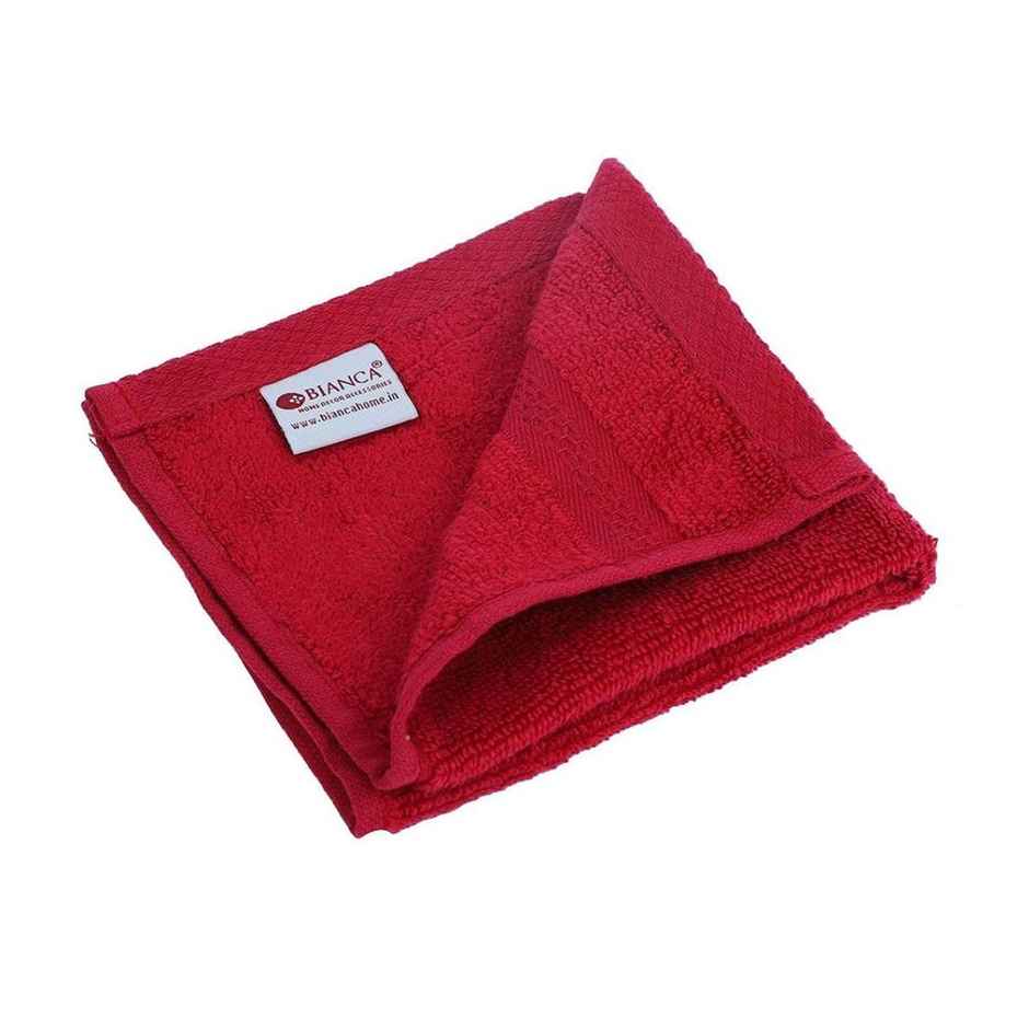 Bianca Face Towel Soft Cotton | Red | 30cm x 30cm | 550 GSM | Pack of 4