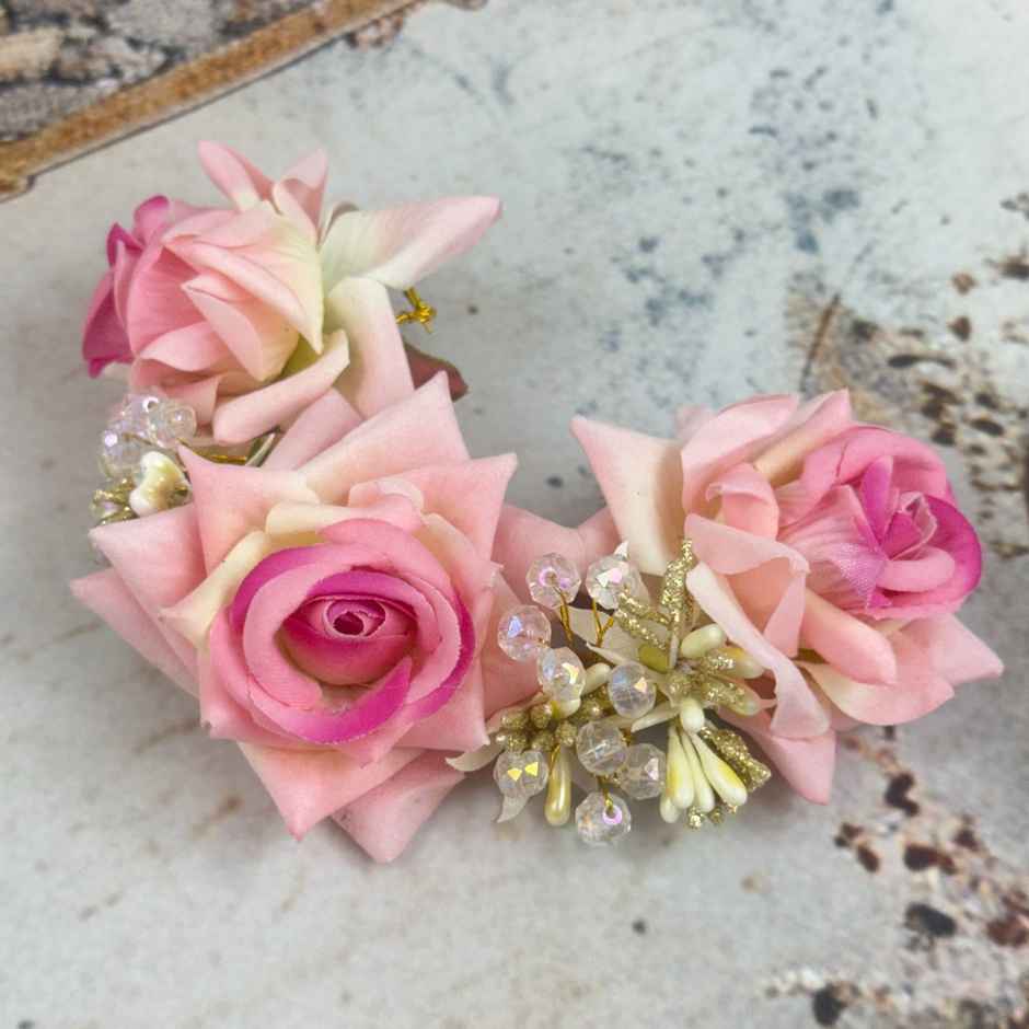 The Opal Factory Hair Accessories | 3 Rose Hair Veni | 1 Pc | Pink