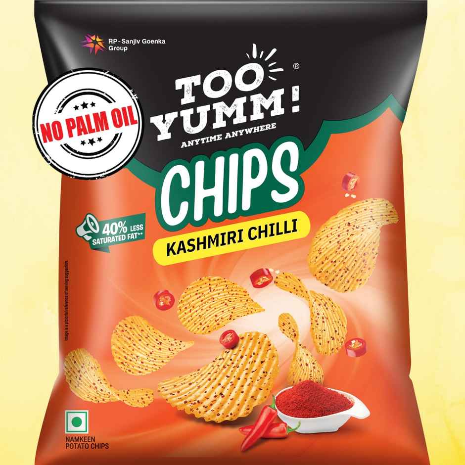 Too Yumm Kashmiri Chilli Potato Chips, 40% Less Saturated Fats, No Palm Oil Healthy Spicy Chips