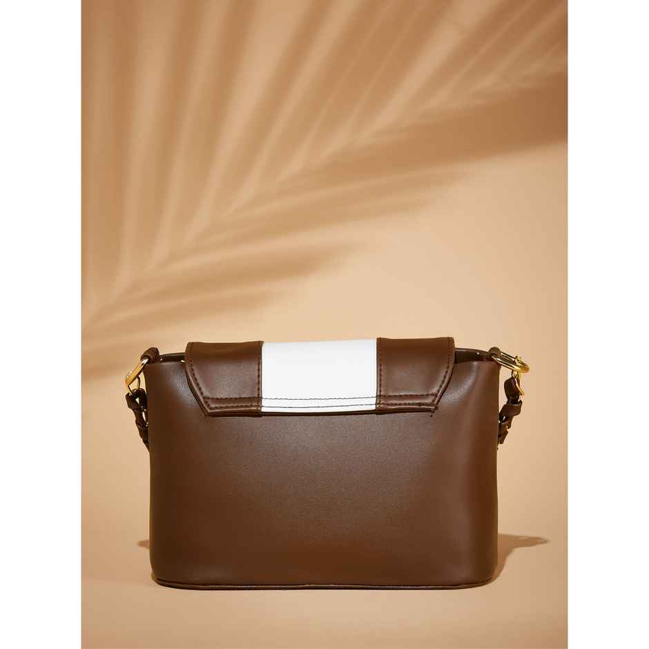 Fargo Women's Vegan Leather White Strip Sling Bag | Brown