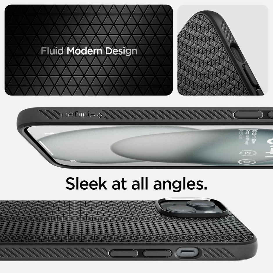 Spigen Liquid Air Back Cover Case Compatible with iPhone 15 (TPU | Matte Black)