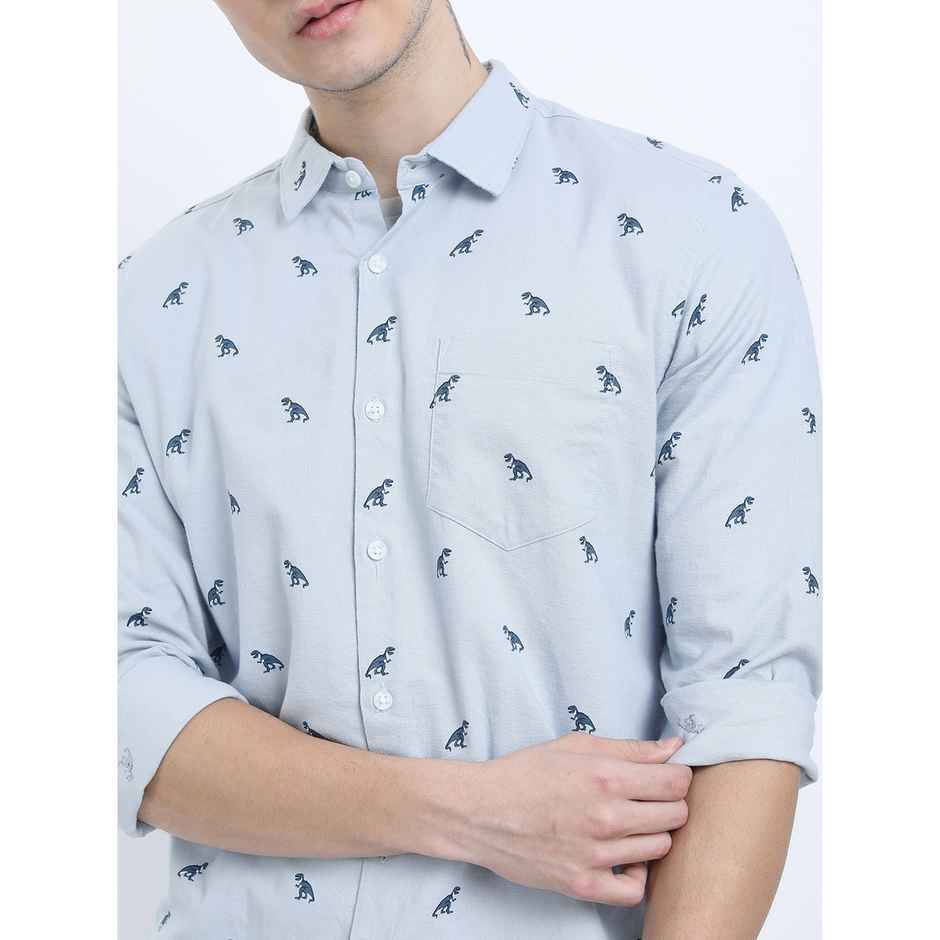 Ketch Men Blue Slim Fit Conversational Printed Cotton Casual Shirt | Blue | S