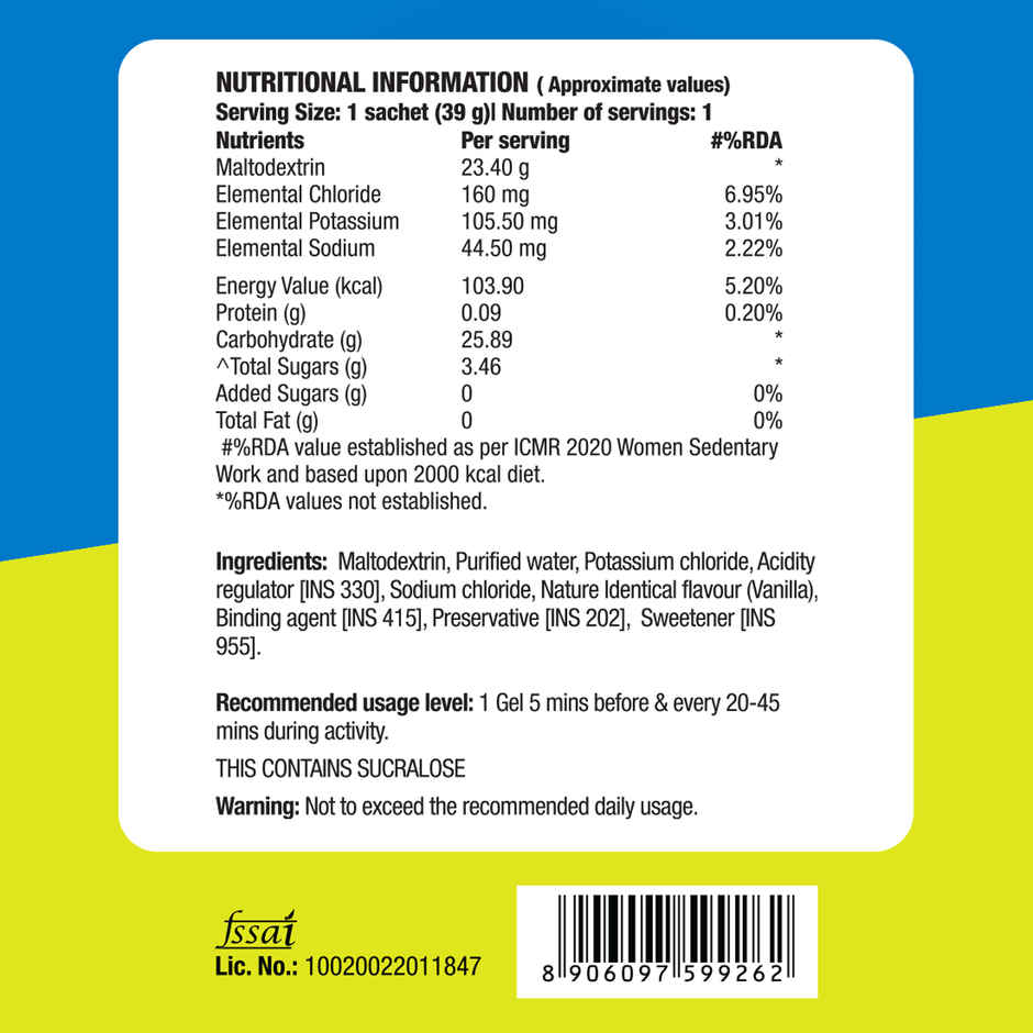 Fast&Up Energy Gel Non Caffeinated Creamy Vanilla