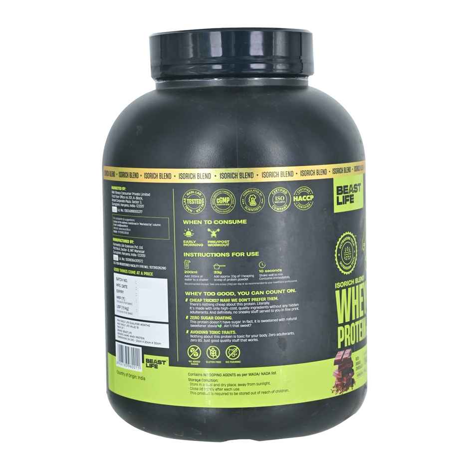 BEASTLIFE Whey Protein Powder With Ultrasorb Tech,Isorich Blend,24G Protein,5.5G Bcaa (Rich Double Chocolate)