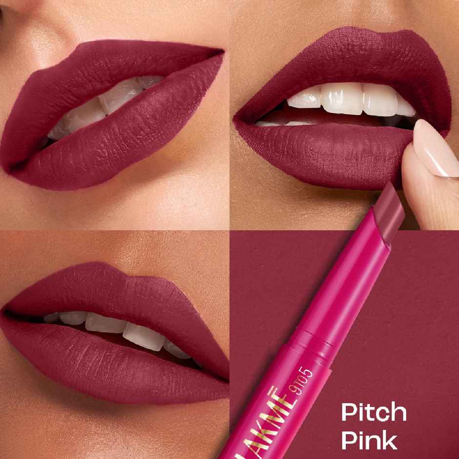 Lakme 9 to 5 Forever Matte Lip Crayon | Vitamin C | Long-Lasting Hydration | Pitch Pink